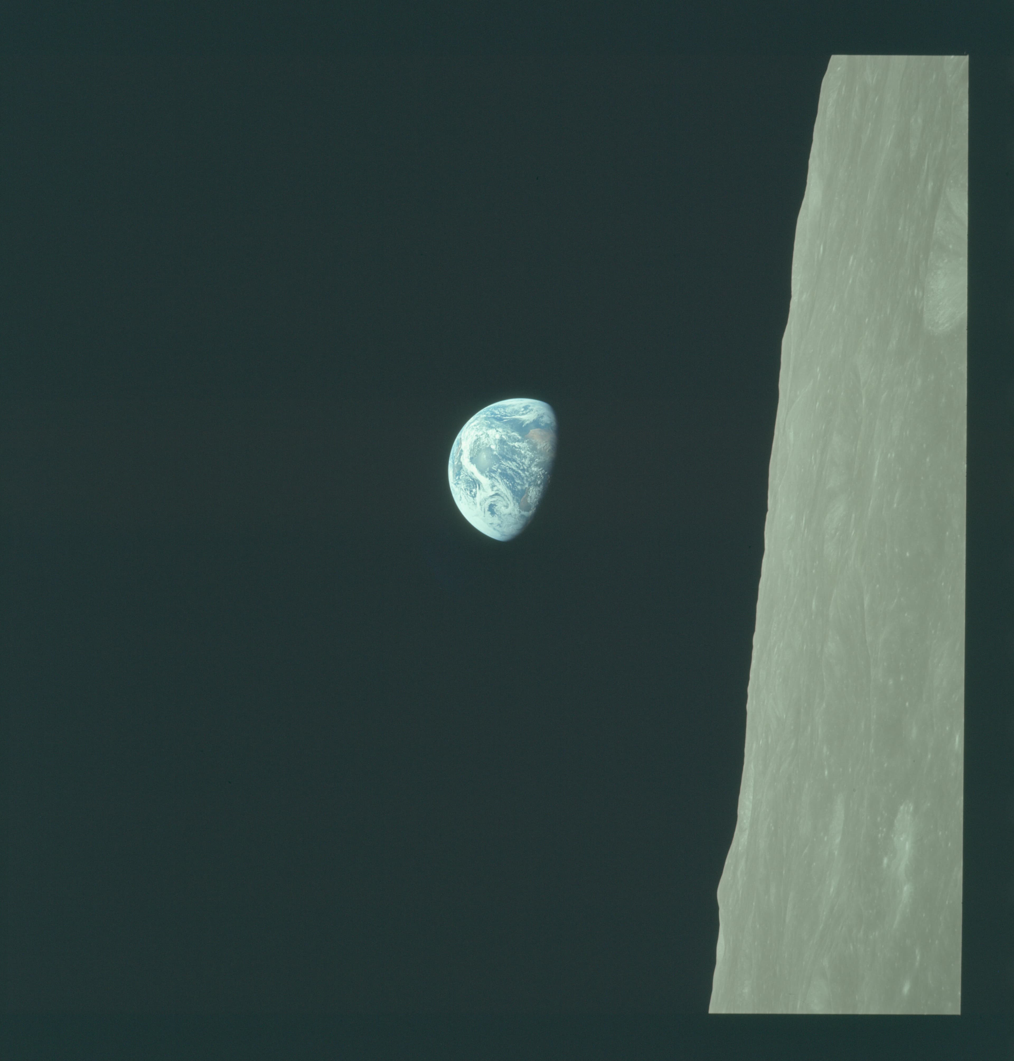 Earth above the lunar horizon, photographed during Apollo 8